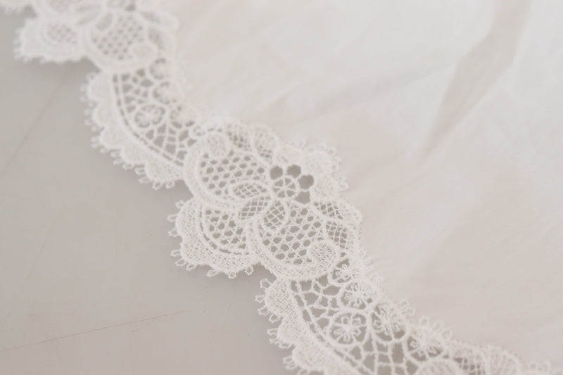 Elegant White Lace Trim Cotton Blouse Dolce & Gabbana