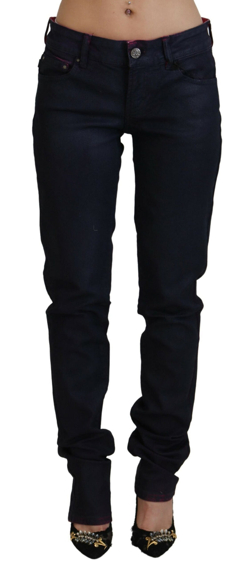 Sleek Black Low Waist Denim Pants Just Cavalli