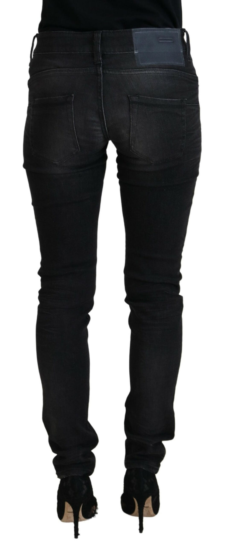 Chic Black Low Waist Straight Leg Jeans Acht