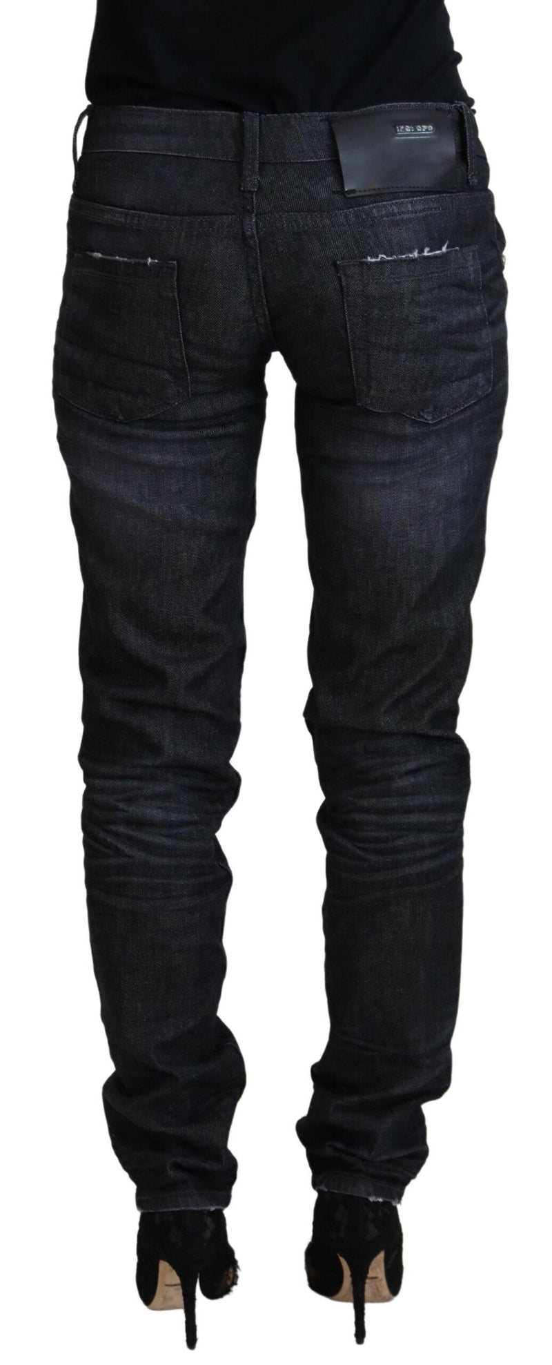 Chic Black Low Waist Straight Jeans Acht