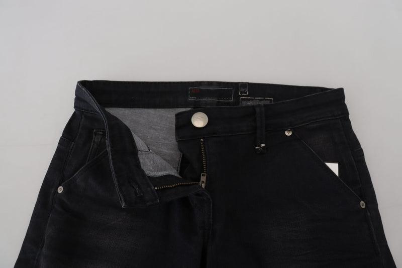 Sleek Black Washed Low Waist Skinny Jeans Acht