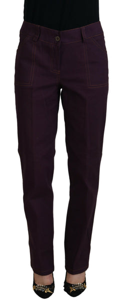 Elegant Tapered Purple Cotton Pants BENCIVENGA