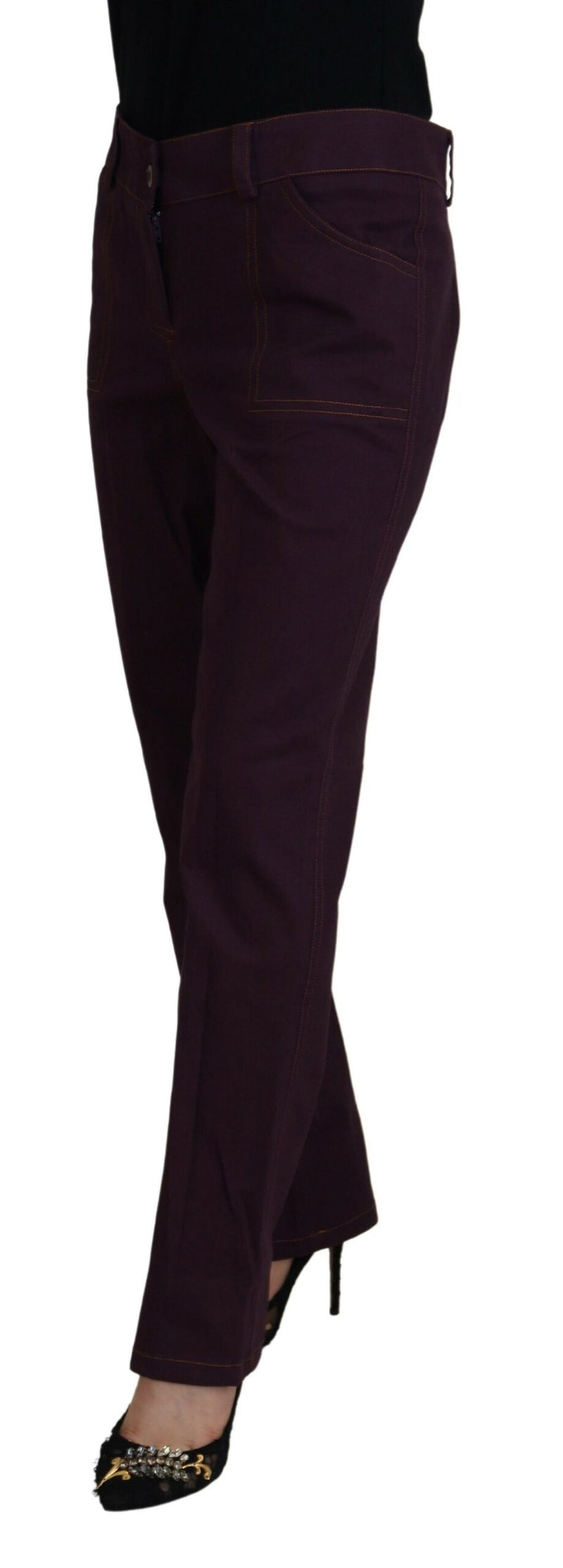 Elegant Tapered Purple Cotton Pants BENCIVENGA