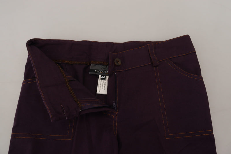 Elegant Tapered Purple Cotton Pants BENCIVENGA