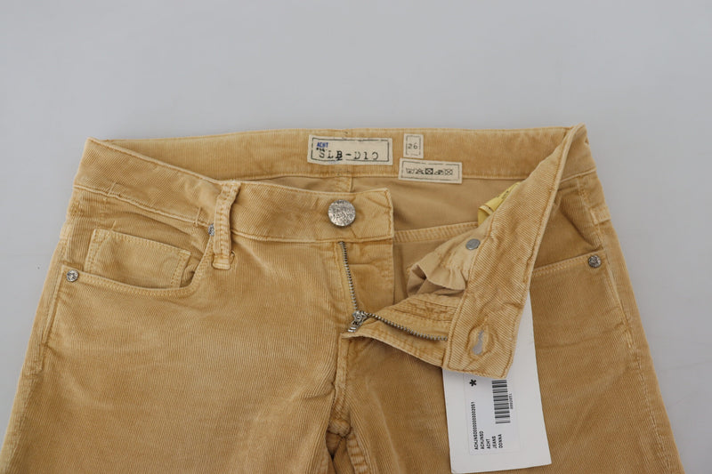 Chic Brown Low Waist Skinny Corduroy Pants Acht