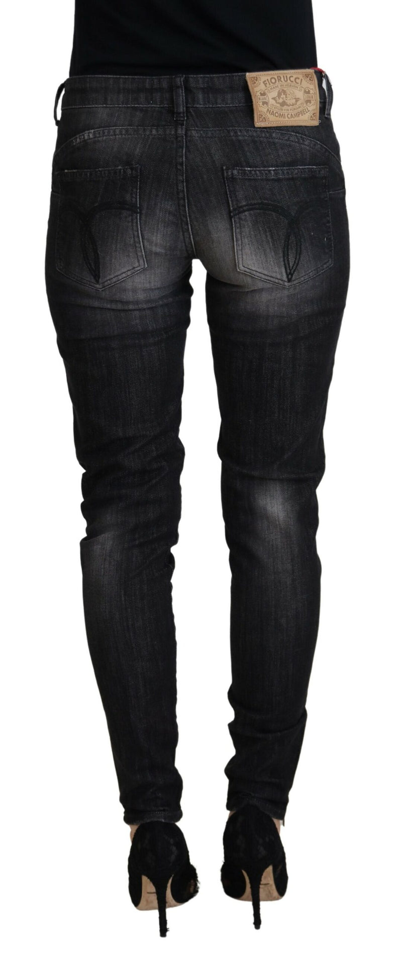 Chic Black Low Waist Skinny Jeans Fiorucci