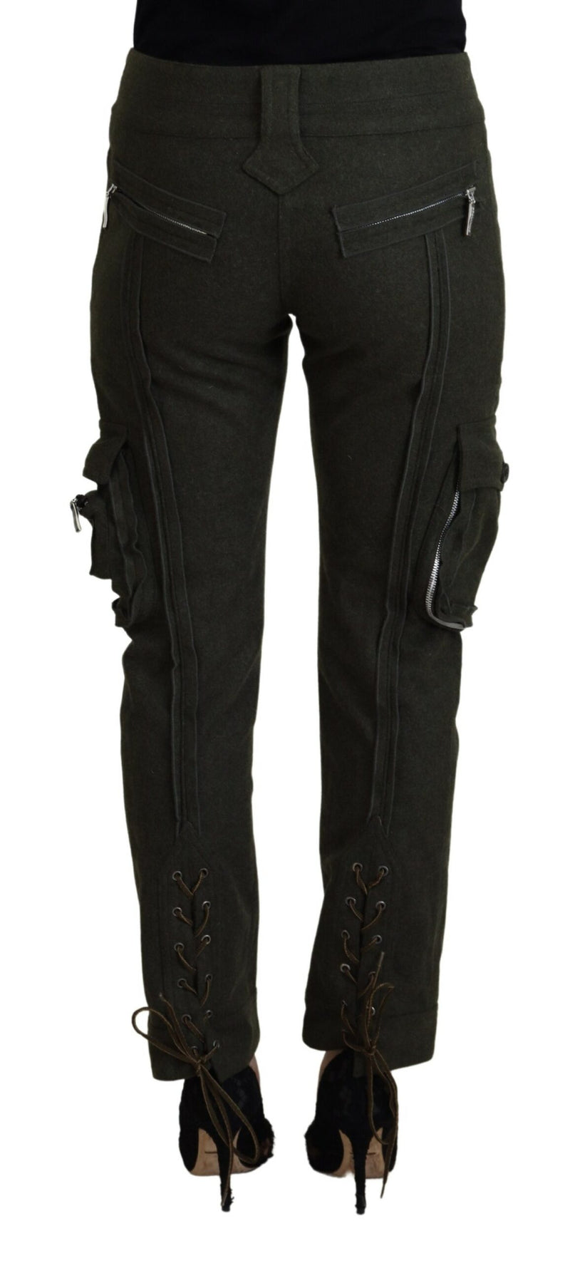 Elegant Tapered Green Wool-Blend Pants Ermanno Scervino