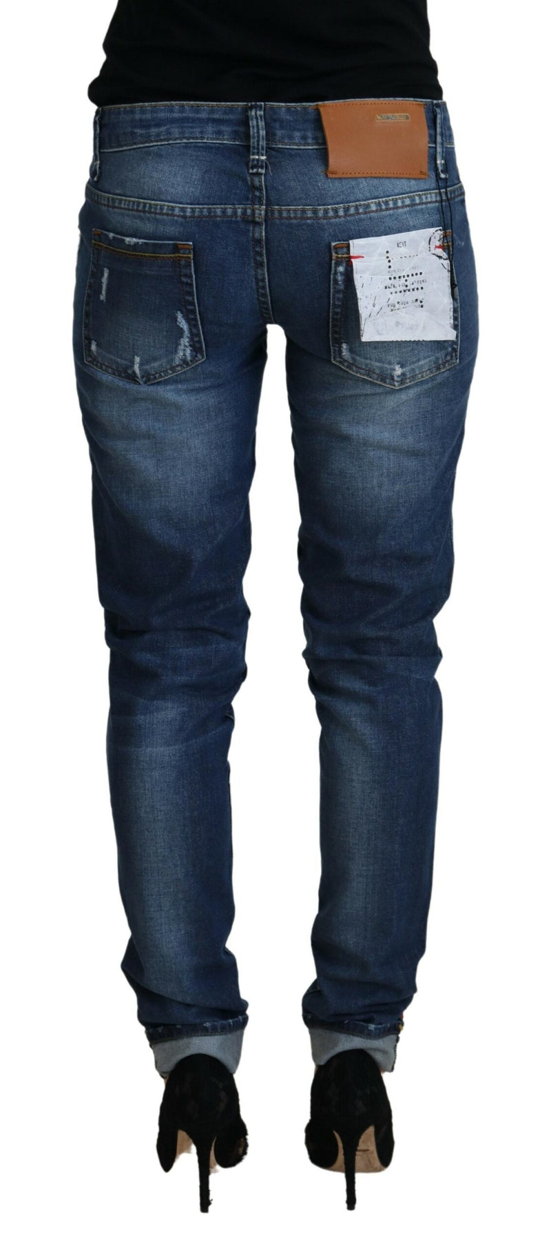 Elegant Blue Washed Low Waist Skinny Jeans Acht