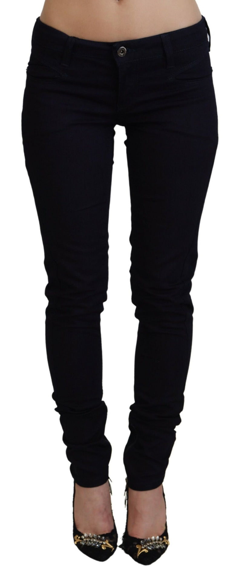 Chic Black Low Waist Denim Skinny Jeans Costume National