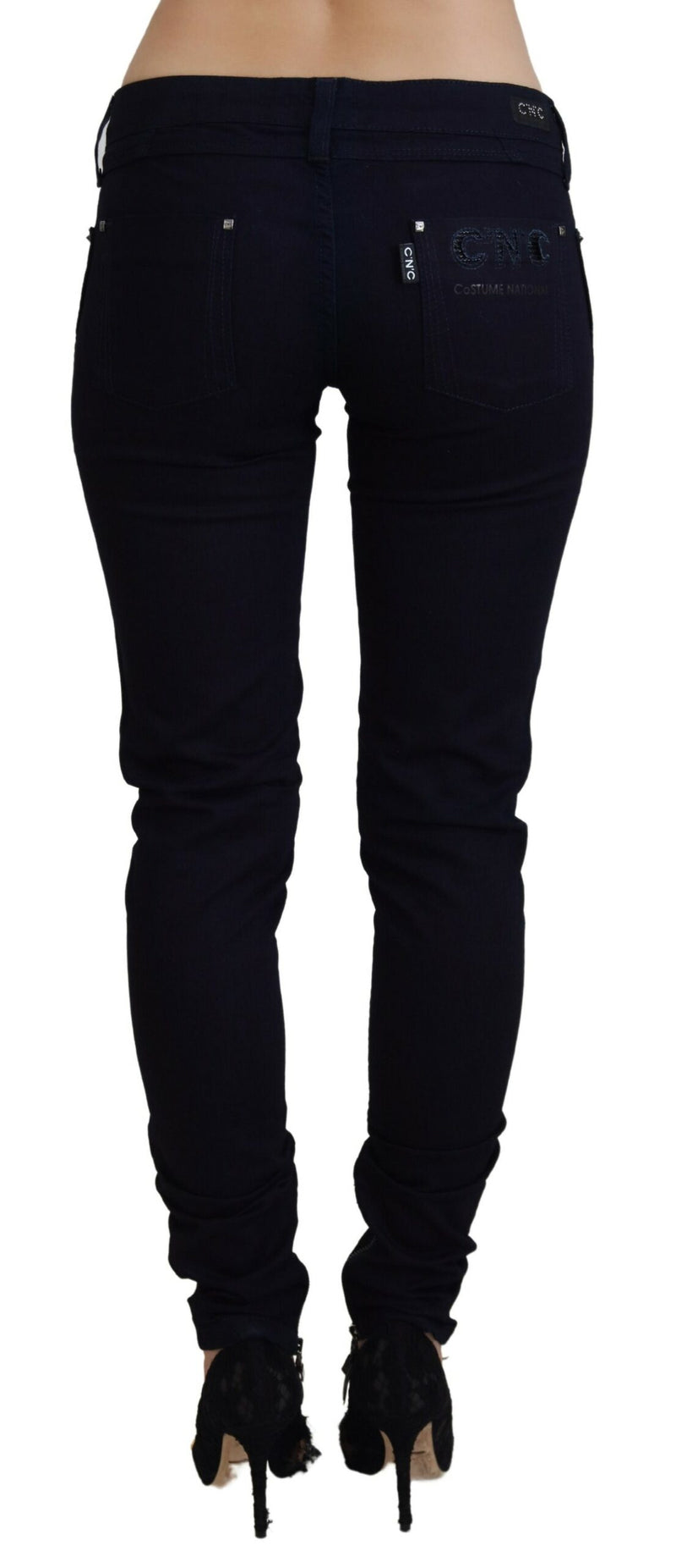 Chic Black Low Waist Denim Skinny Jeans Costume National