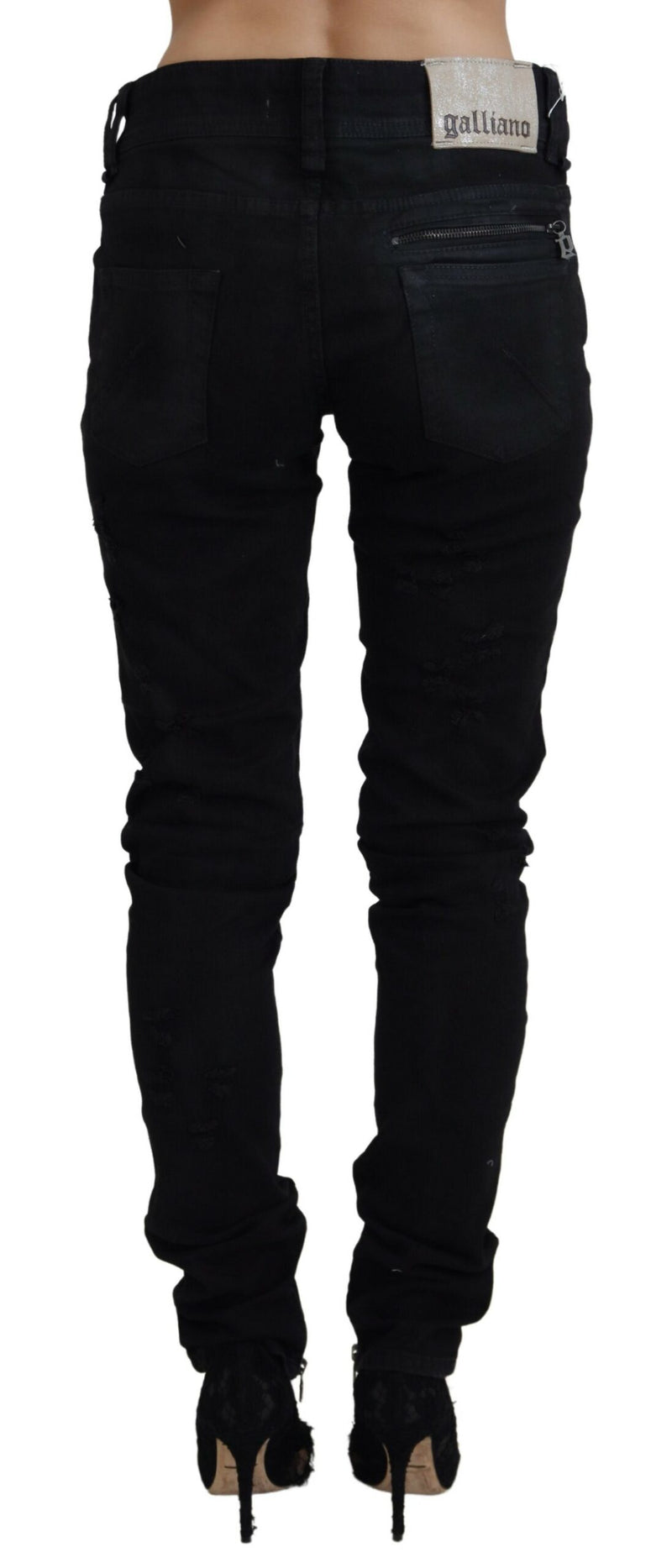 Chic Mid Waist Flared Black Jeans John Galliano