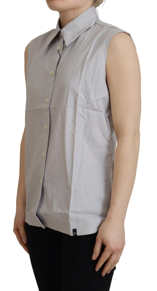 Elegant Sleeveless Cotton Polo Top Ferre