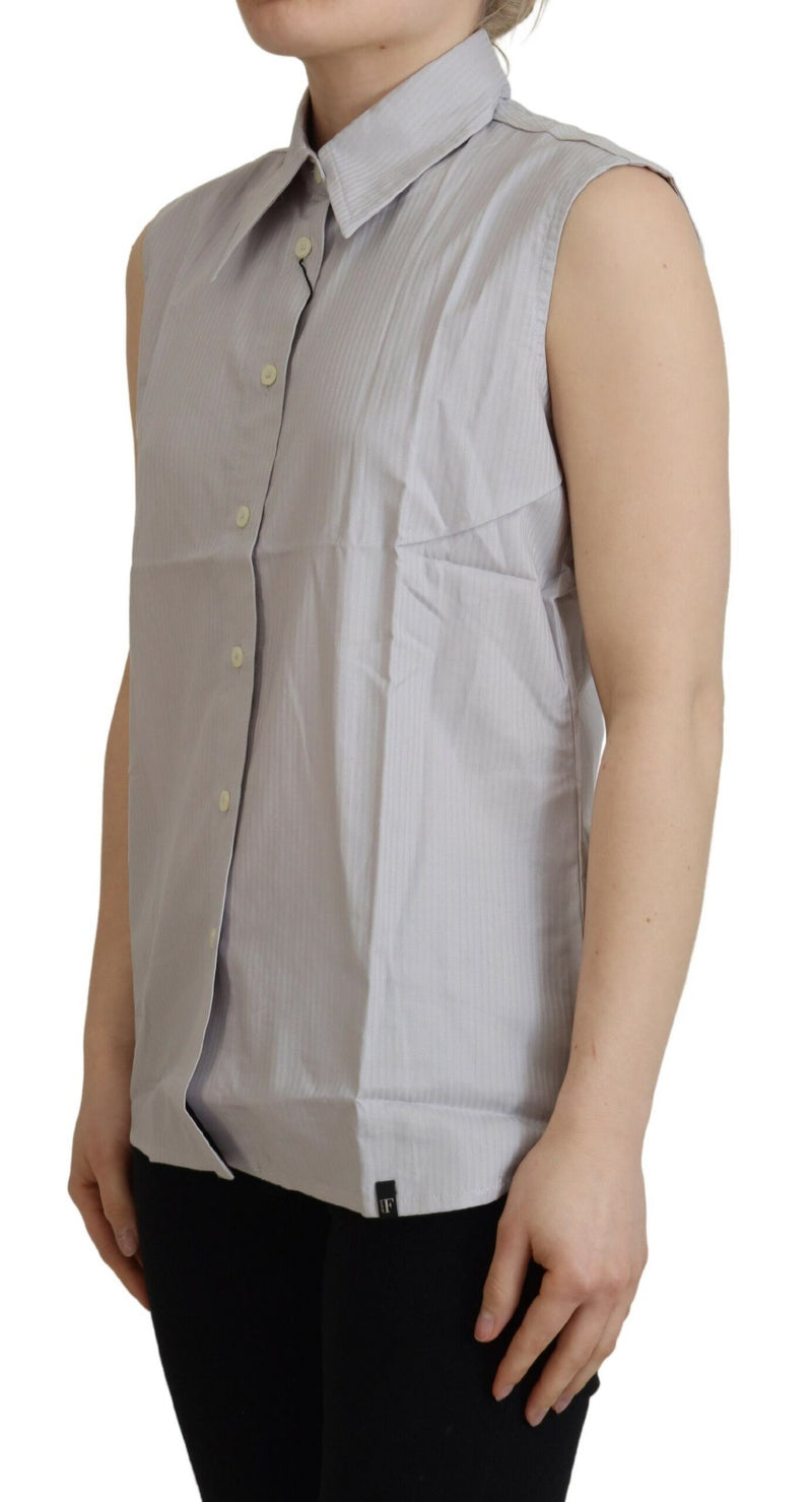 Elegant Sleeveless Cotton Polo Top Ferre