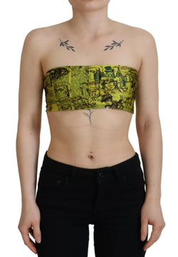 Chic Yellow Graphic Cropped Top John Galliano