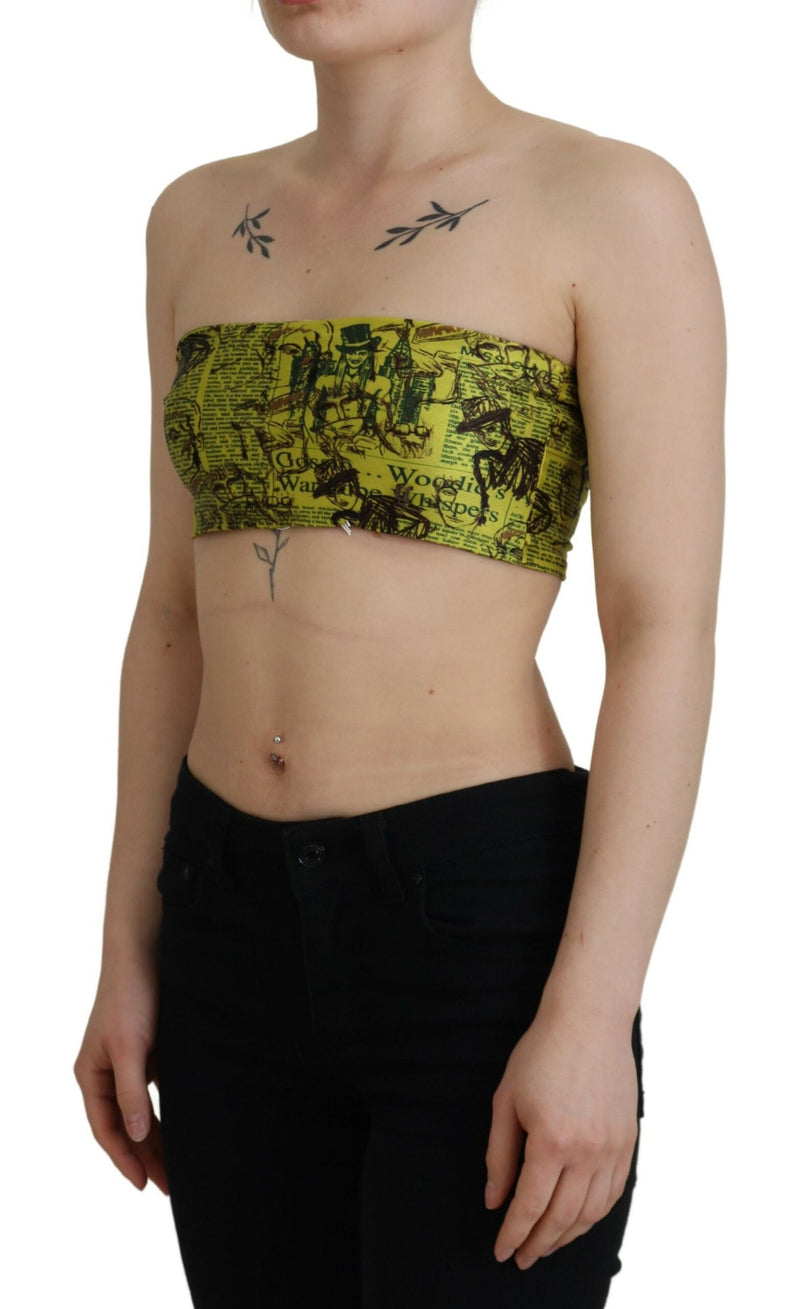 Chic Yellow Graphic Cropped Top John Galliano