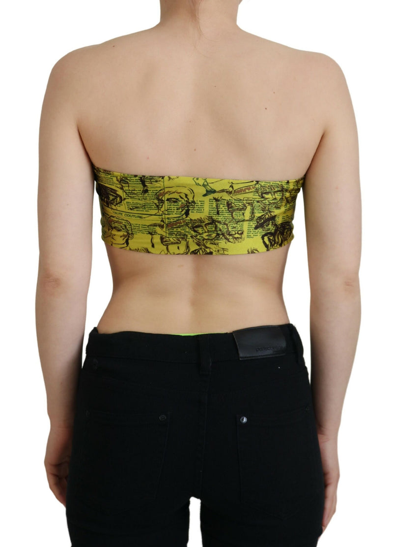 Chic Yellow Graphic Cropped Top John Galliano