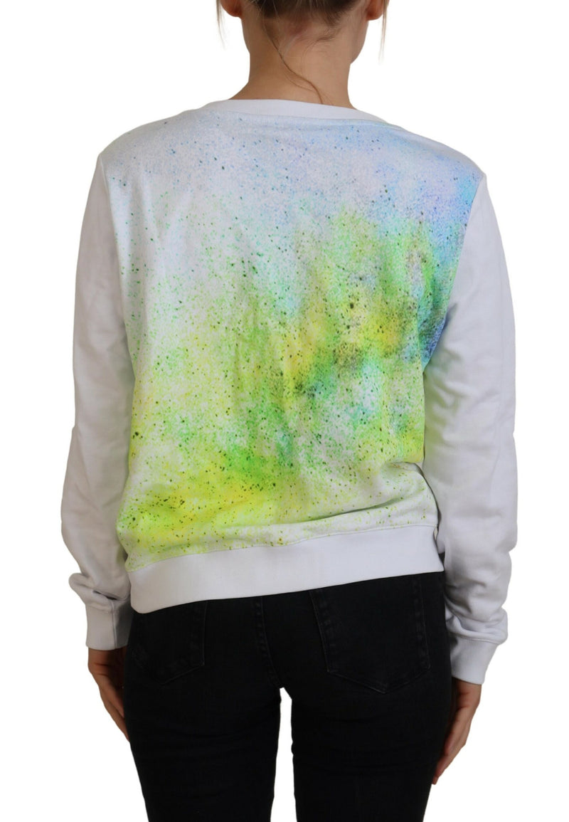 Elegant White Graphic Crew Neck Sweater Versace Jeans