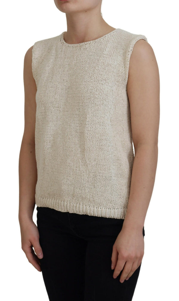 Chic Beige Sleeveless Tank Top PINK MEMORIES