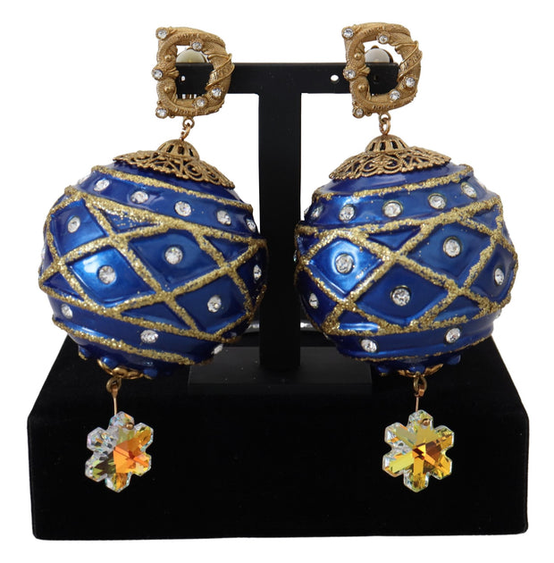 Elegant Dangling Crystal Christmas Ball Earrings Dolce & Gabbana