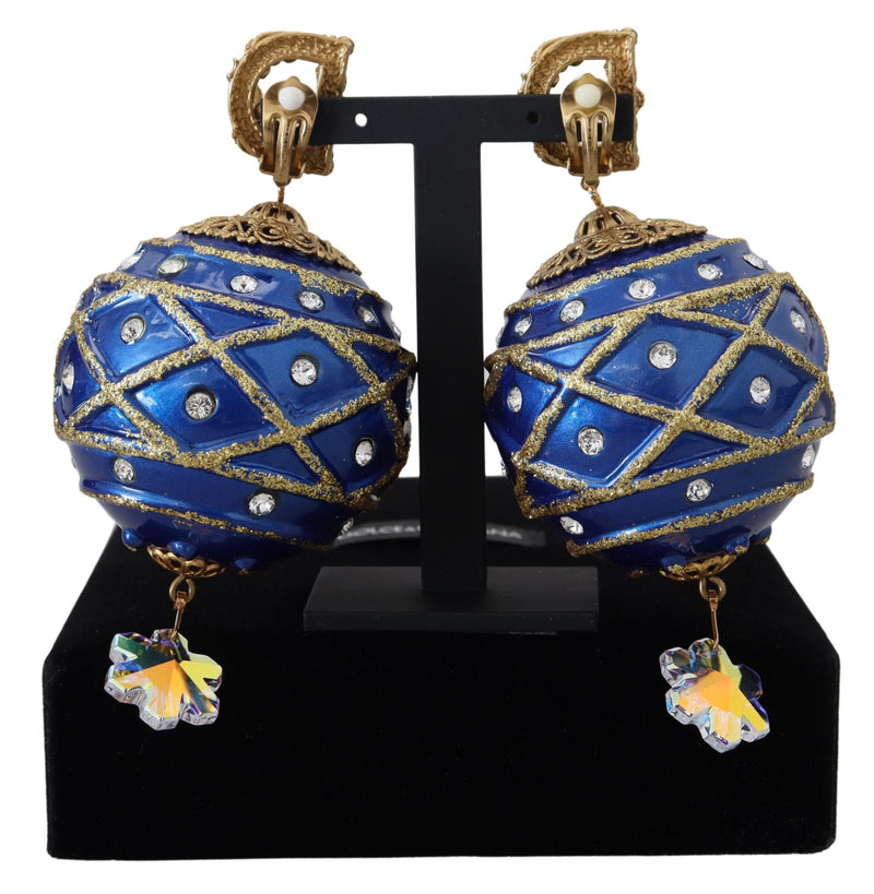 Elegant Dangling Crystal Christmas Ball Earrings Dolce & Gabbana