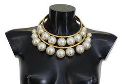 Elegant Faux Pearl Embellished Gold Choker Dolce & Gabbana