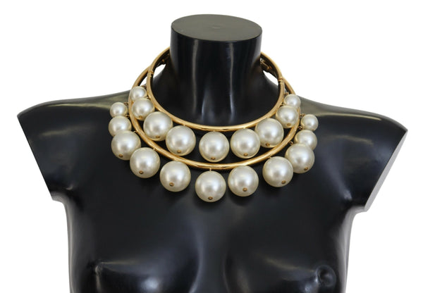 Elegant Faux Pearl Embellished Gold Choker Dolce & Gabbana