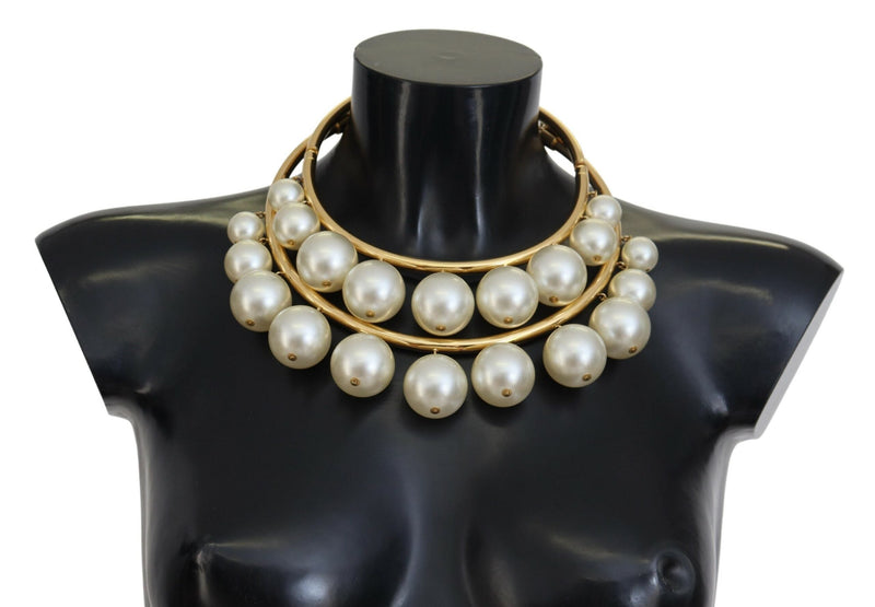 Elegant Faux Pearl Embellished Gold Choker Dolce & Gabbana