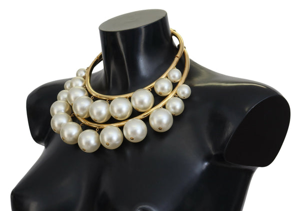 Elegant Faux Pearl Embellished Gold Choker Dolce & Gabbana