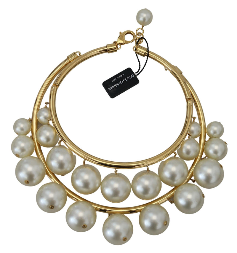 Elegant Faux Pearl Embellished Gold Choker Dolce & Gabbana