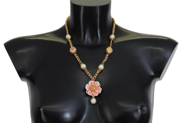 Elegant Floral Statement Charm Necklace Dolce & Gabbana