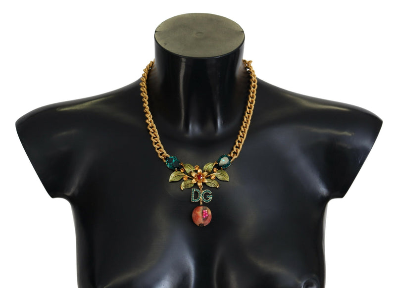 Elegant Gold-Tone Floral Fruit Necklace Dolce & Gabbana