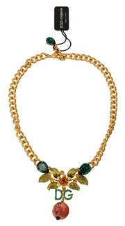 Elegant Gold-Tone Floral Fruit Necklace Dolce & Gabbana