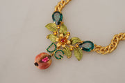 Elegant Gold-Tone Floral Fruit Necklace Dolce & Gabbana