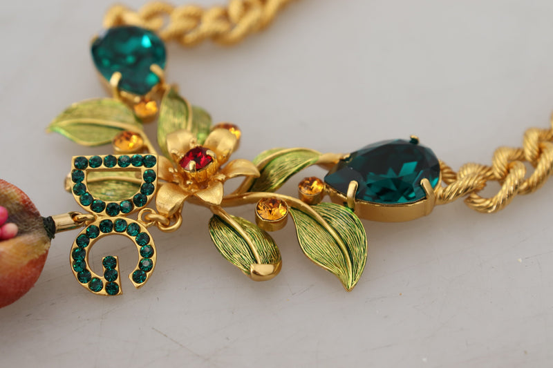 Elegant Gold-Tone Floral Fruit Necklace Dolce & Gabbana