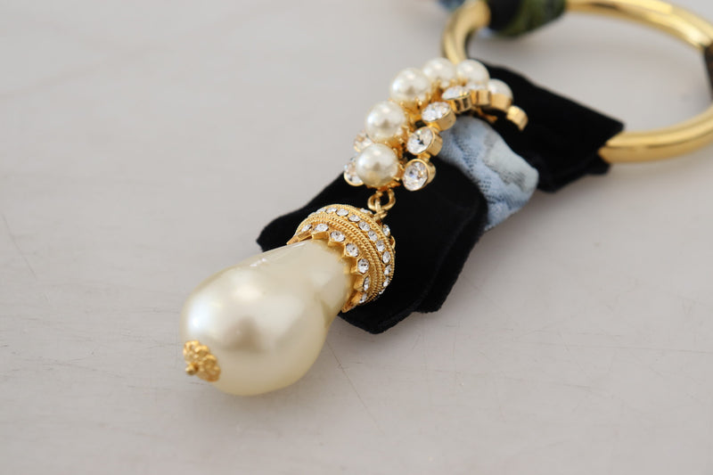 Elegant Gold Brass Pearl Statement Necklace Dolce & Gabbana