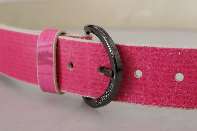 Elegant Pink Leather Fashion Belt John Galliano