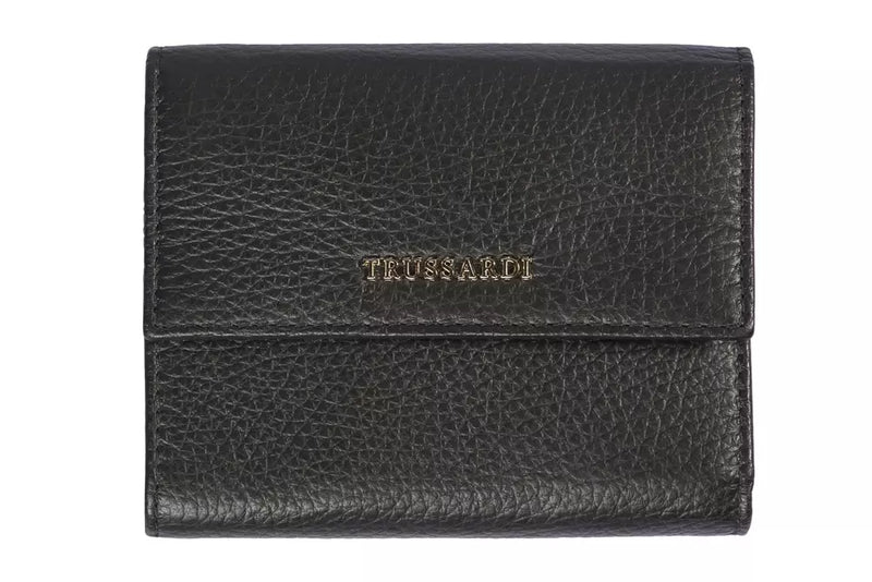 Black Leather Women Wallet Trussardi