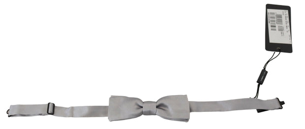 Elegant Gray Silk Bow Tie Dolce & Gabbana