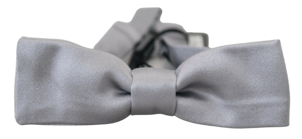 Elegant Gray Silk Bow Tie Dolce & Gabbana