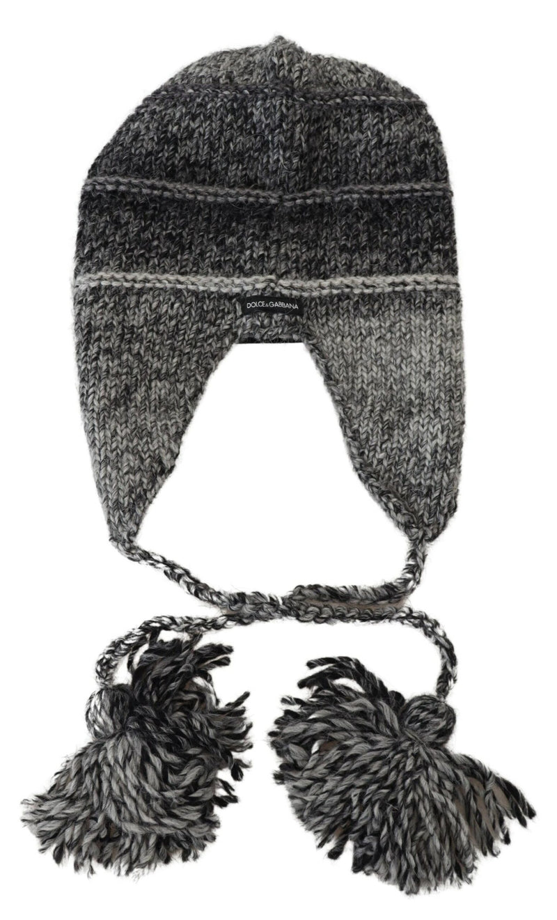 Elegant Gray Knitted Beanie Hat Dolce & Gabbana