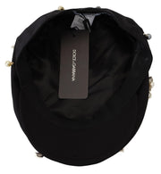 Elegant Black Cotton Newsboy Hat Dolce & Gabbana