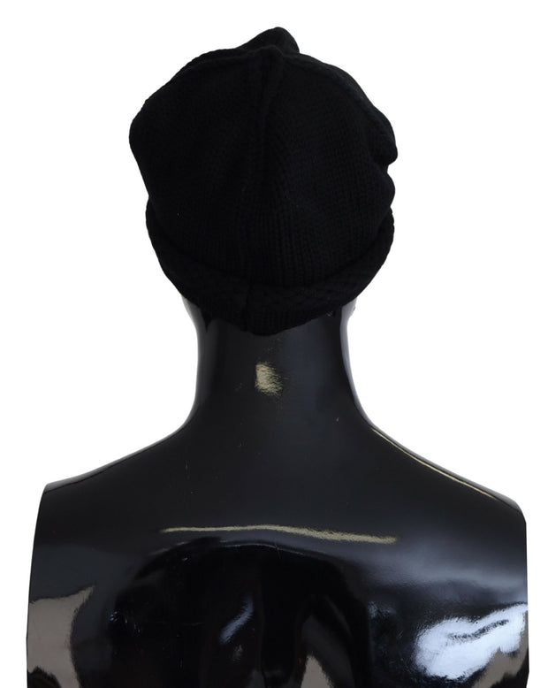 Elegant Black Virgin Wool Beanie Hat Dolce & Gabbana