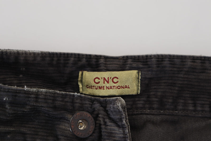 Stylish Gray Corduroy Denim Jeans Costume National