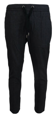 Elegant Grey Cotton Joggers for Men Dolce & Gabbana