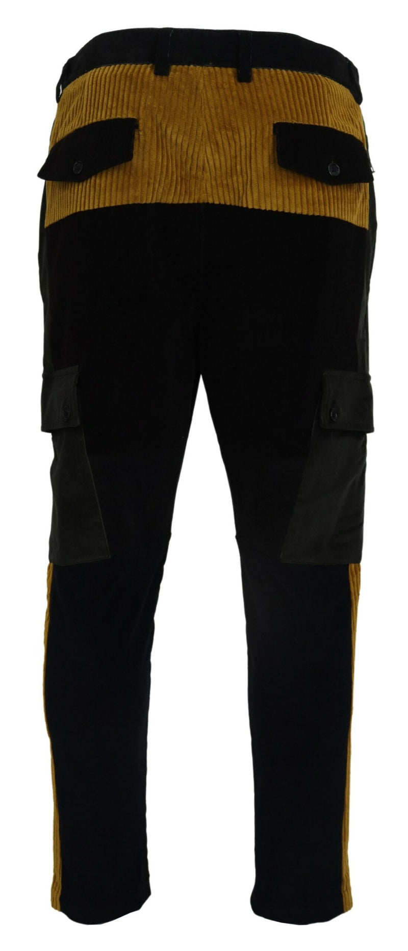 Elegant Black Tapered Trousers with Yellow Accent Dolce & Gabbana