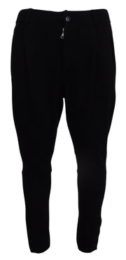 Elegant Black Tapered Wool Trousers Dolce & Gabbana