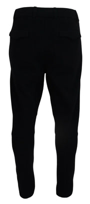 Elegant Black Tapered Wool Trousers Dolce & Gabbana