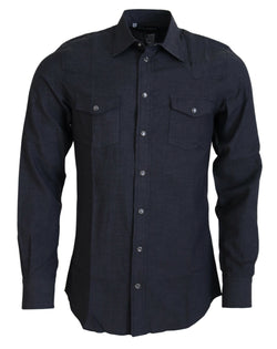 Elegant Gray Cotton Collared Shirt Dolce & Gabbana