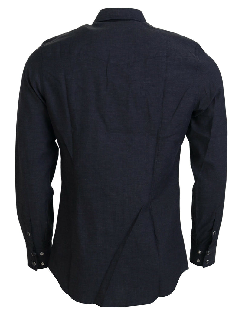 Elegant Gray Cotton Collared Shirt Dolce & Gabbana