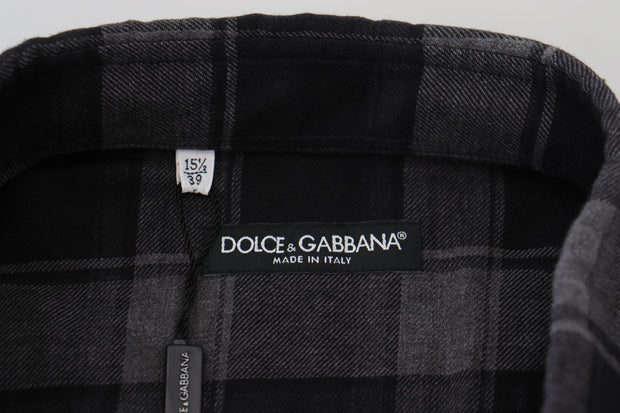 Elegant Black and Gray Button Down Shirt Dolce & Gabbana